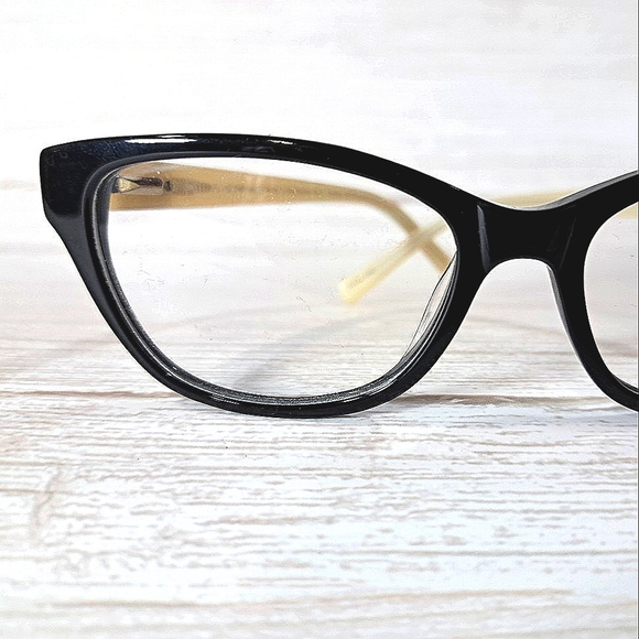 NEW Rx'able Eyeglass Frame, Cat Eye, black/tan women glasses 52 16 135 by FLOWER - Picture 2 of 5